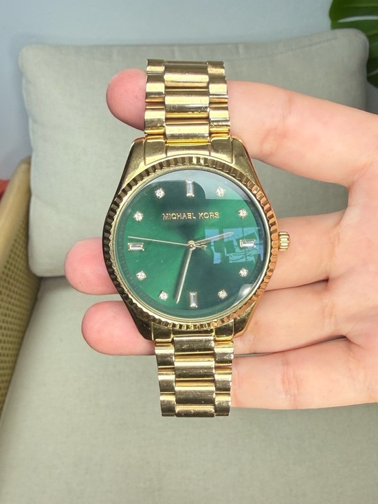 Michael Kors Emerald Green Yellow Gold Plated Stainless Steel Blake Watch MK3226